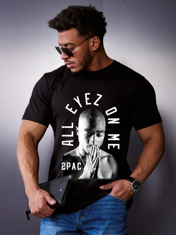 Men Tupac Me Against the World T-Shirt Handmade T-Shirts Fashion Logo Tee Cotton Women Soft Shirts Crew Neck Short Sleeve Shirt Hip Hop Tee Top - Image 7