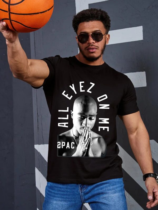 Men Tupac Me Against the World T-Shirt Handmade T-Shirts Fashion Logo Tee Cotton Women Soft Shirts Crew Neck Short Sleeve Shirt Hip Hop Tee Top - Image 2
