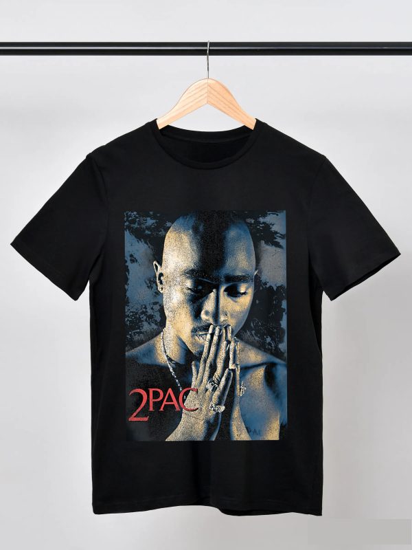 Men Tupac Grunge Praying T-Shirt Handmade T-Shirts Fashion Logo Tee Cotton Women Soft Shirts Crew Neck Short Sleeve Shirt Hip Hop Tee Top - Image 2