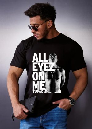 Men Tupac All Eyez On Me T-Shirt Handmade T-Shirts Fashion Logo Tee Cotton Women Soft Shirts Crew Neck Short Sleeve Shirt Hip Hop Tee Top (复制)