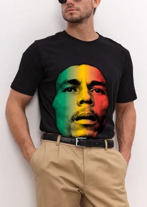 Men Bob Marley Face Shirts  David Burnett Guitar Photo Shirt Handmade T-Shirts Fashion Logo Tee Cotton Women Soft Shirts Crew Neck Short Sleeve Shirt Hip Hop Tee Top