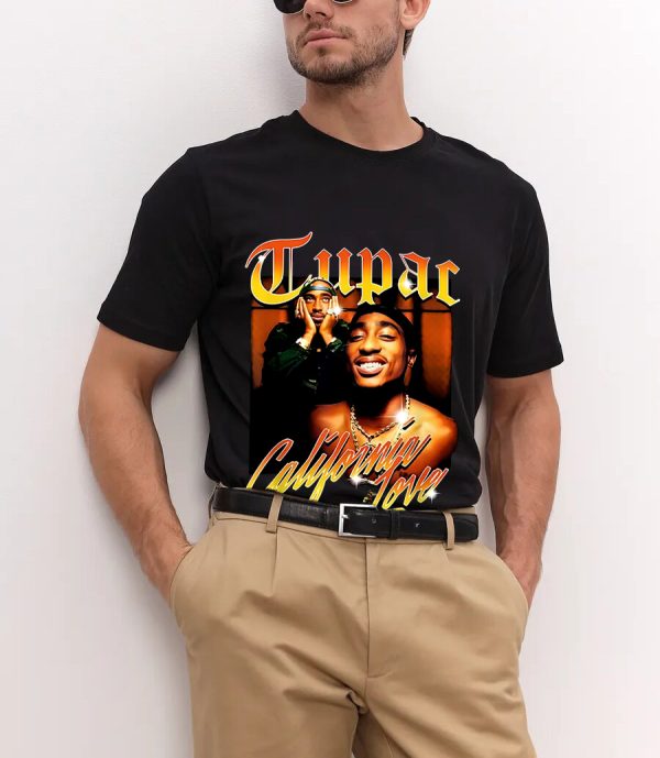 Men Tupac California Love T-Shirt Handmade T-Shirts Fashion Logo Tee Cotton Women Soft Shirts Crew Neck Short Sleeve Shirt Hip Hop Tee Top