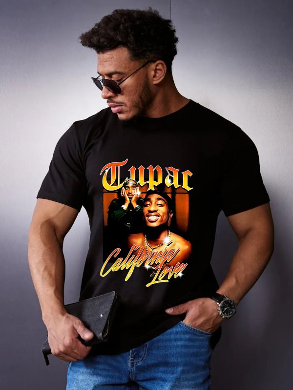 Men Tupac California Love T-Shirt Handmade T-Shirts Fashion Logo Tee Cotton Women Soft Shirts Crew Neck Short Sleeve Shirt Hip Hop Tee Top - Image 6
