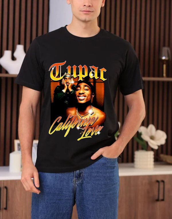 Men Tupac California Love T-Shirt Handmade T-Shirts Fashion Logo Tee Cotton Women Soft Shirts Crew Neck Short Sleeve Shirt Hip Hop Tee Top - Image 5