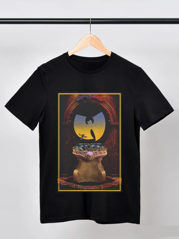 Men’s Wu-Tang Clan Rock Band Shirt Handmade T-Shirt Fashion Merch Bee with Bat Logo Tee Cotton Women Soft Shirts Crew Neck Short Sleeve Shirt Hip Hop Tee Tops