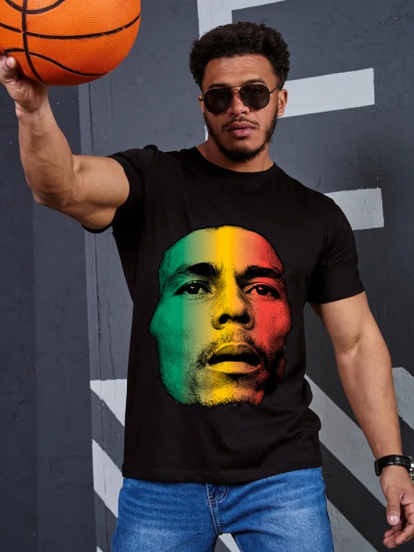 Men Bob Marley Face Shirts  David Burnett Guitar Photo Shirt Handmade T-Shirts Fashion Logo Tee Cotton Women Soft Shirts Crew Neck Short Sleeve Shirt Hip Hop Tee Top - Image 6