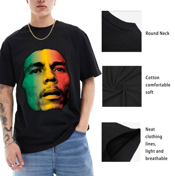 Men Bob Marley Face Shirts  David Burnett Guitar Photo Shirt Handmade T-Shirts Fashion Logo Tee Cotton Women Soft Shirts Crew Neck Short Sleeve Shirt Hip Hop Tee Top - Image 9